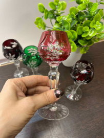 Рюмки из цветного хрусталя Lausitzer Германия, ручная работа. Цена за 4 шт. Картинка 8